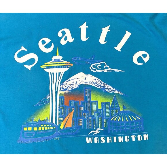 Vintage Seattle Single Stitch T-Shirt Made in USA Space Needle Skyline Size XL - Picture 3 of 10